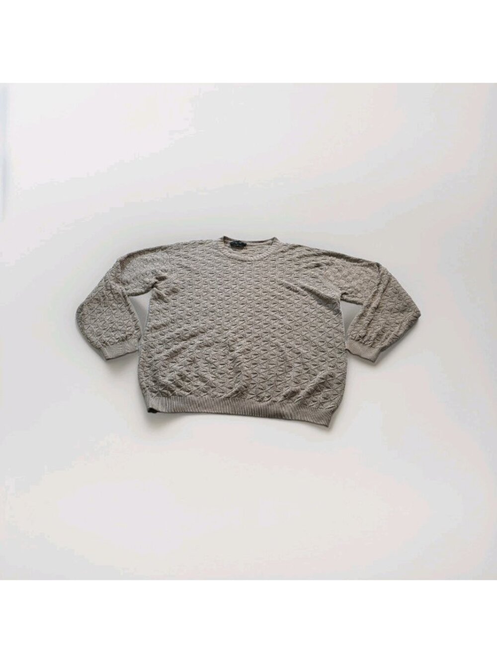 Vtg Harry Rosen Textured Sweater Men XL Beige Grandpa Old Money Academia Cottage